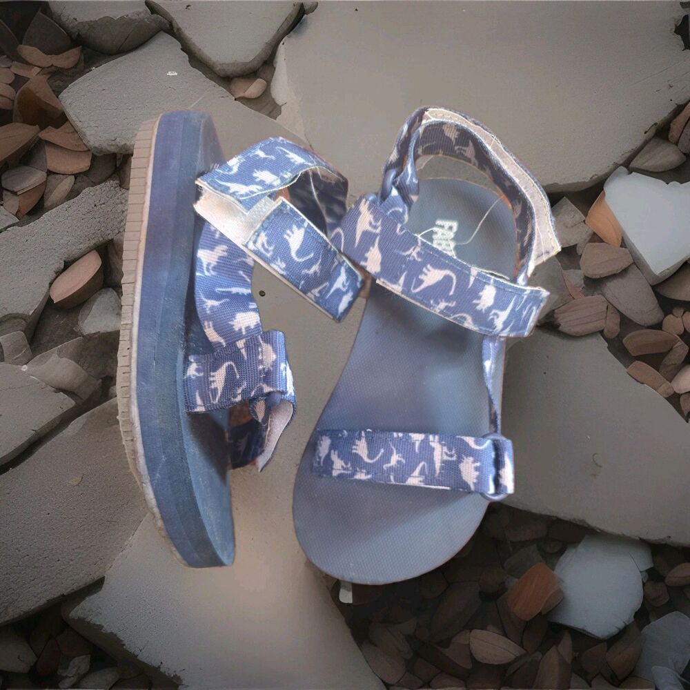Boy's sandals Dinosaur Blue Navy Size 11 Beach Pool